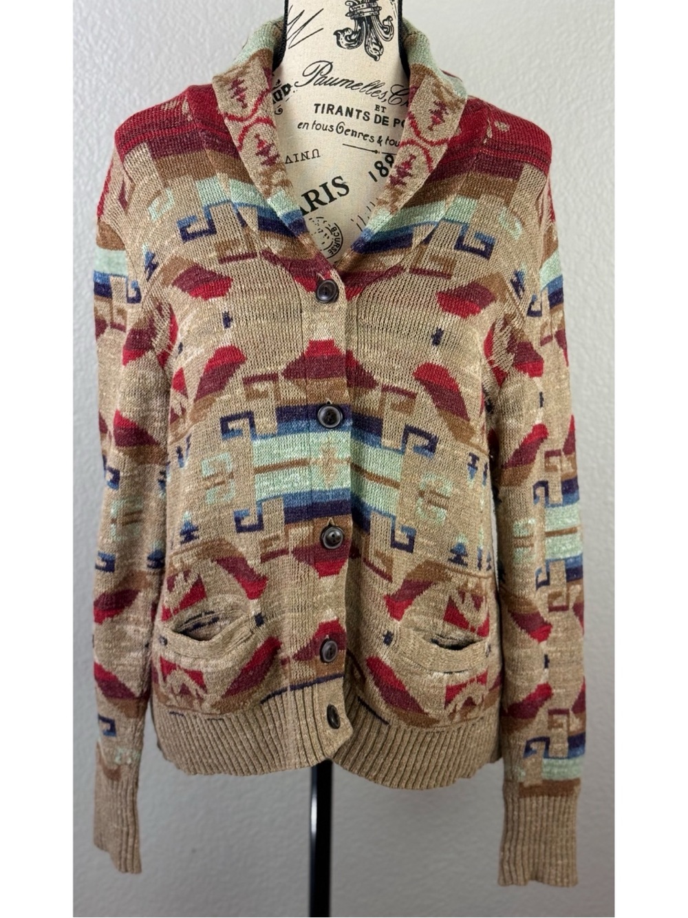 Ralph Lauren Denim Supply Aztec Southwest Navajo Shawl Collar Cardigan XL